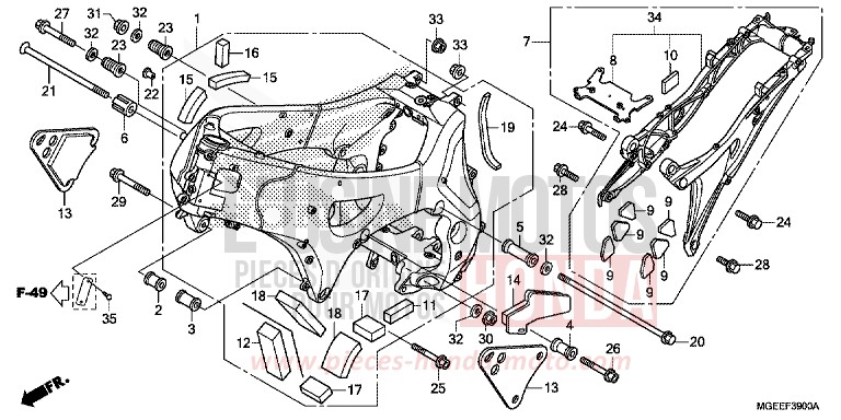 CARROSSERIE DE CHASSIS de VFR1200F DCT CANDY PROMINENCE RED (R342) 2015